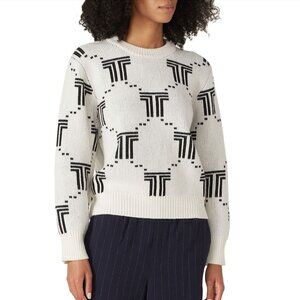 TORY BURCH SPORT Merino Net-T Jacquard Sweater Size Medium